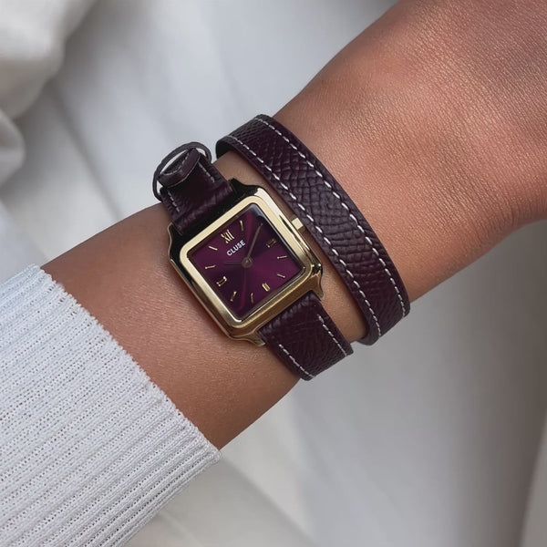 CLUSE Gracieuse Burgundy Mini Burgundy Leather Double Wrap Band CW15503