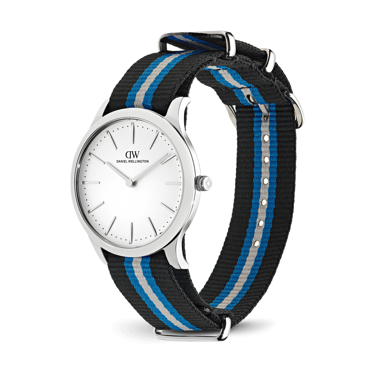 Daniel Wellington Pathfinder Sherborne Frost-White Silver DW00100982 men's watch with white sunray dial and two-tone nato strap