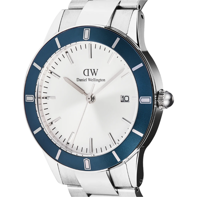 Daniel Wellington Iconic Paradigma Link Blue Bezel White Dial Watch DW00100818