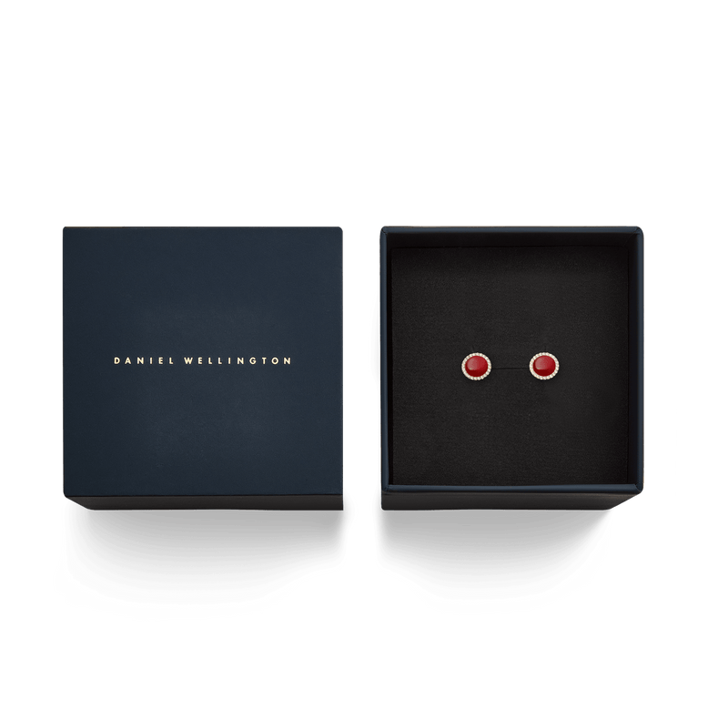 Daniel Wellington Audrey Red Agathe Gold Earrings