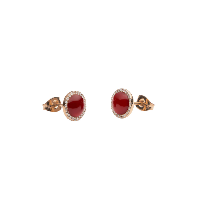 Daniel Wellington Audrey Red Agathe Rose Gold Earrings DW00401410