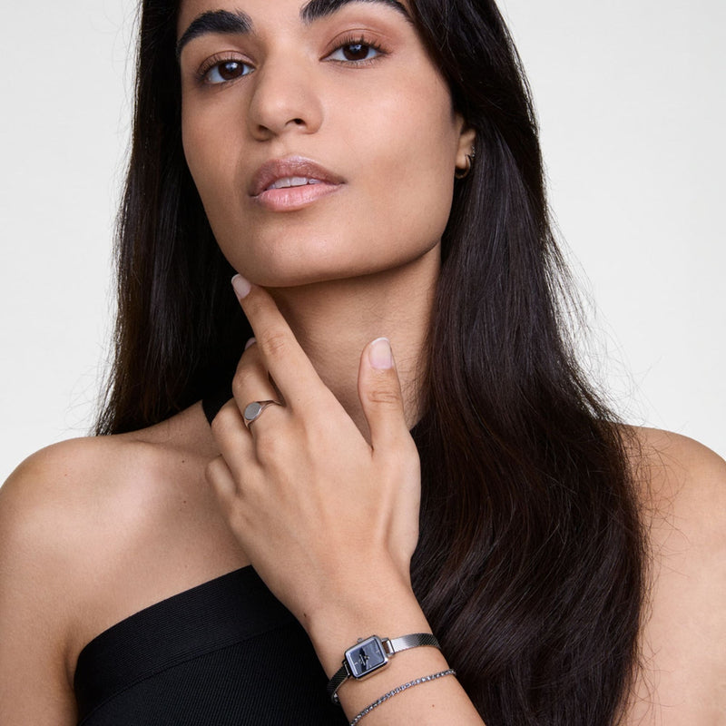 Daniel Wellington Quadro Mini Mirror Reflection Silver Dial Watch DW00100800