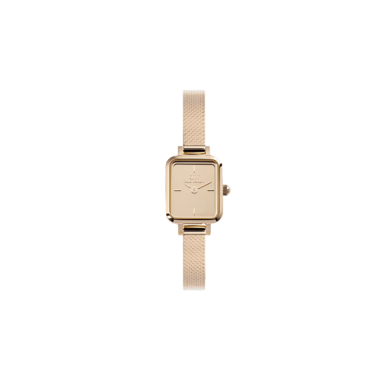 Daniel Wellington Quadro Mini Mirror Reflection Rose Gold Dial Watch DW00100799