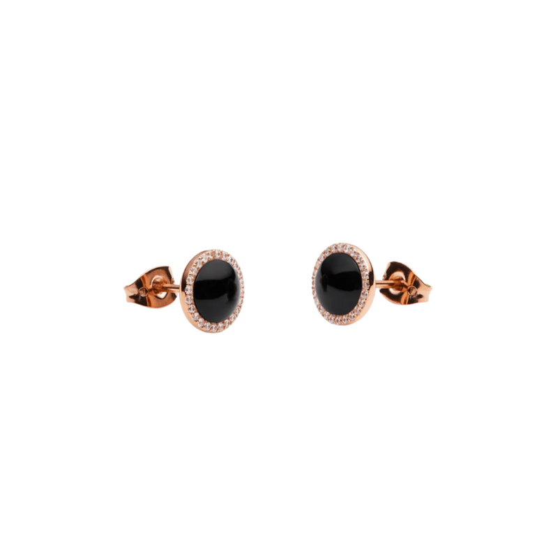 Daniel Wellington Audrey Black Agathe Rose Gold Earrings DW00401414