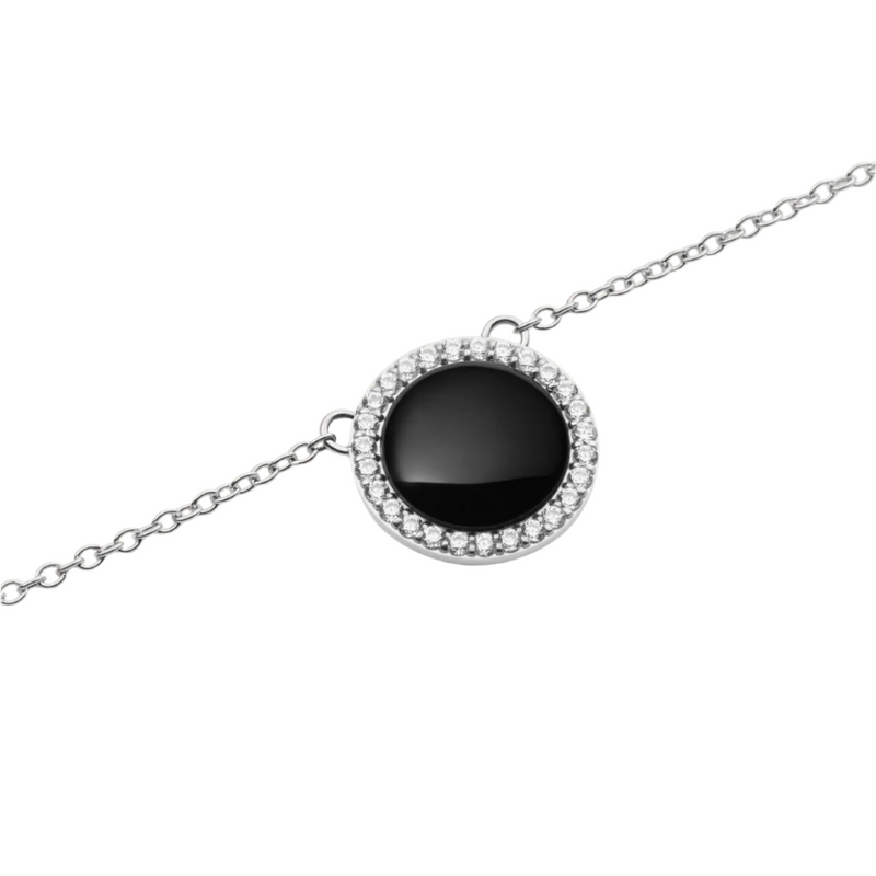 Daniel Wellington Audrey Black Agathe Silver Necklace DW00401456