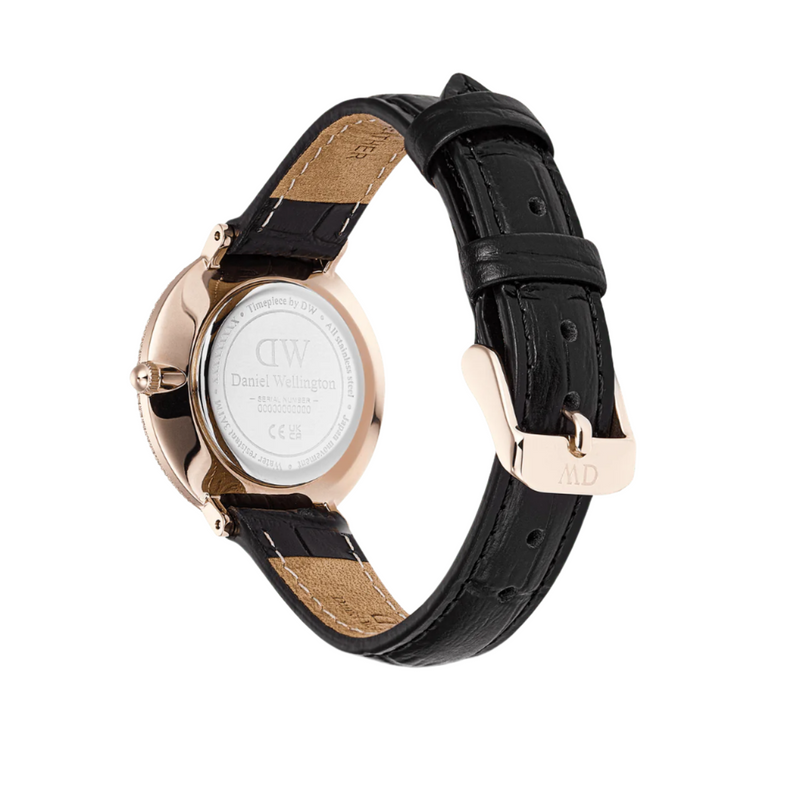 Daniel Wellington Crystalline Bezel Black Croc Rose Gold White Dial Watch DW00100827