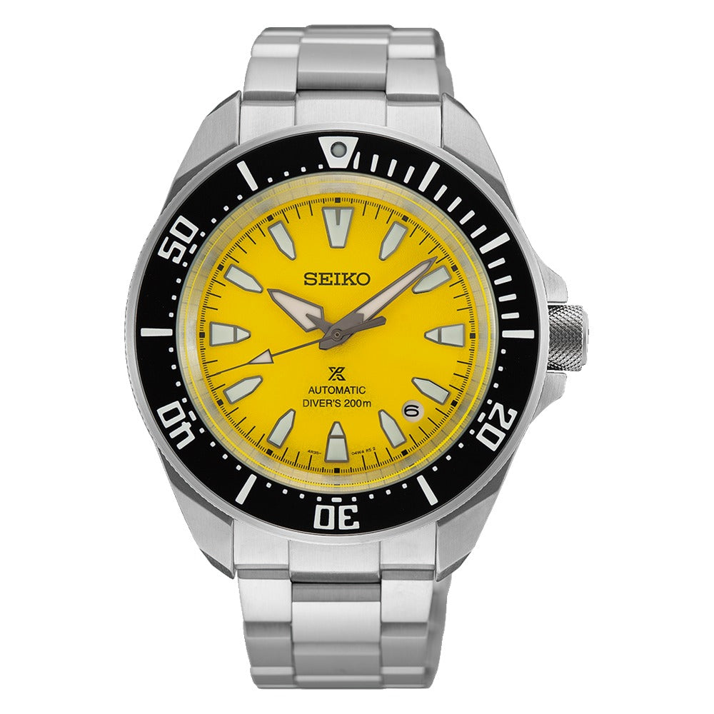Seiko Prospex Asian Resorts Limited Edition HBB003K with yellow sand-textured dial and black bezel, front view on white — Watch Direct Australia