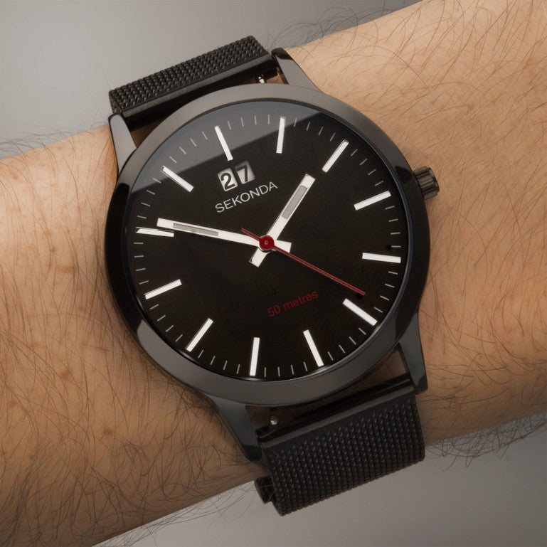 Sekonda Mens SK1942 Watch Black Mesh Band Stylish Durable Design