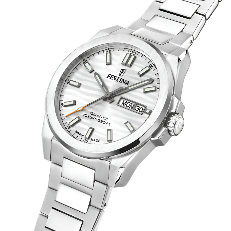 Festina Swiss Made Silver Dial Stainless Steel Watch f20073/1