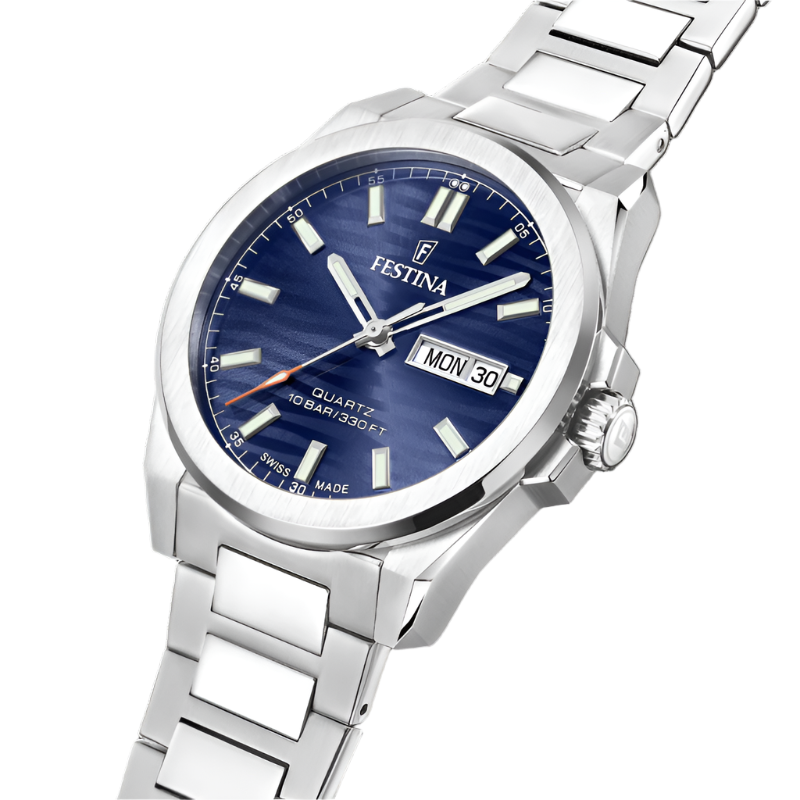 Festina Swiss Made Blue Dial Stainless Steel Watch f20073/2