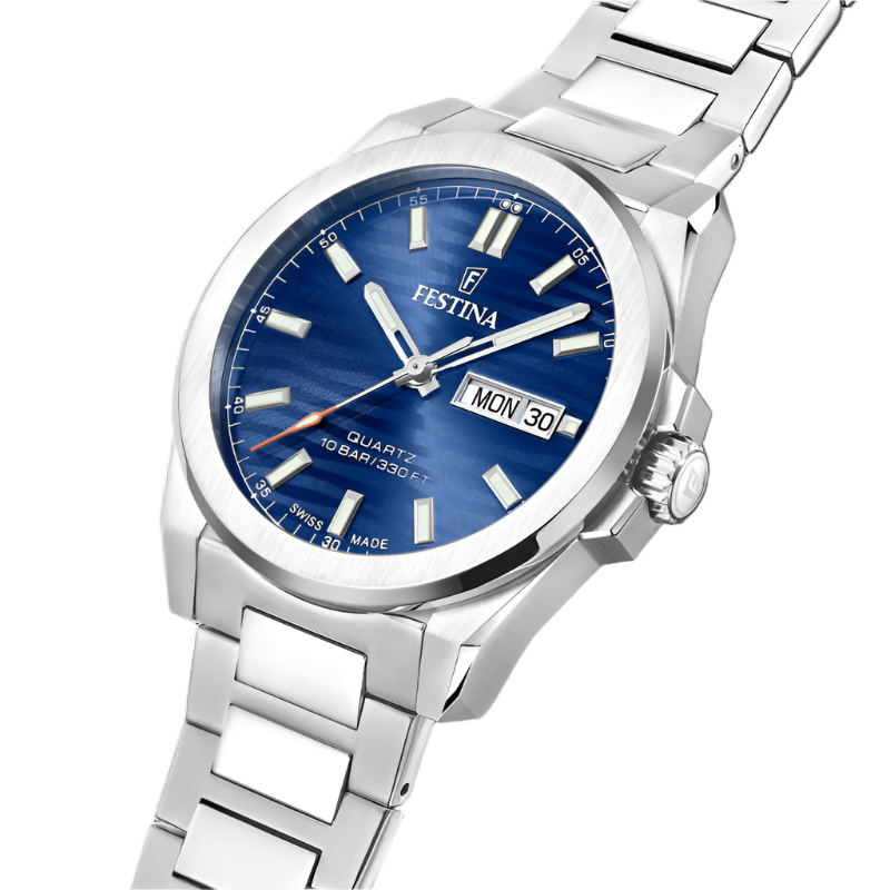 Festina Swiss Made Blue Dial Stainless Steel Watch f20073/3