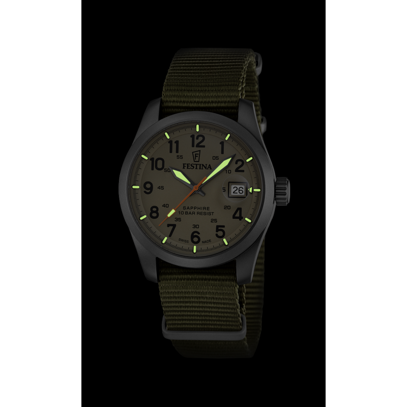 Festina Swiss Made Field Compact with Green Nato Strap Men's Watch F20082/1