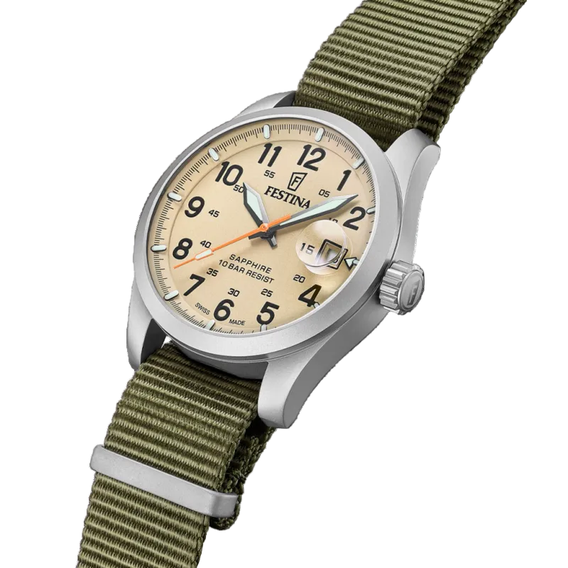Festina Swiss Made Field Compact with Green Nato Strap Men's Watch F20082/1
