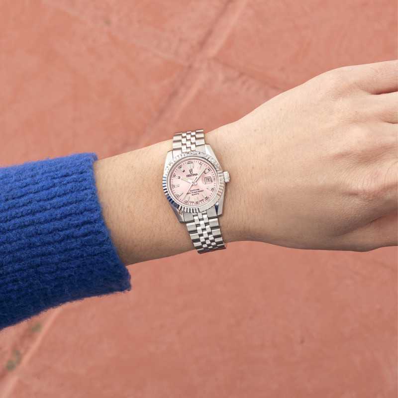 Festina Swiss Made Classic Pink Dial Stainless Steel Women’s Watch F20087/2