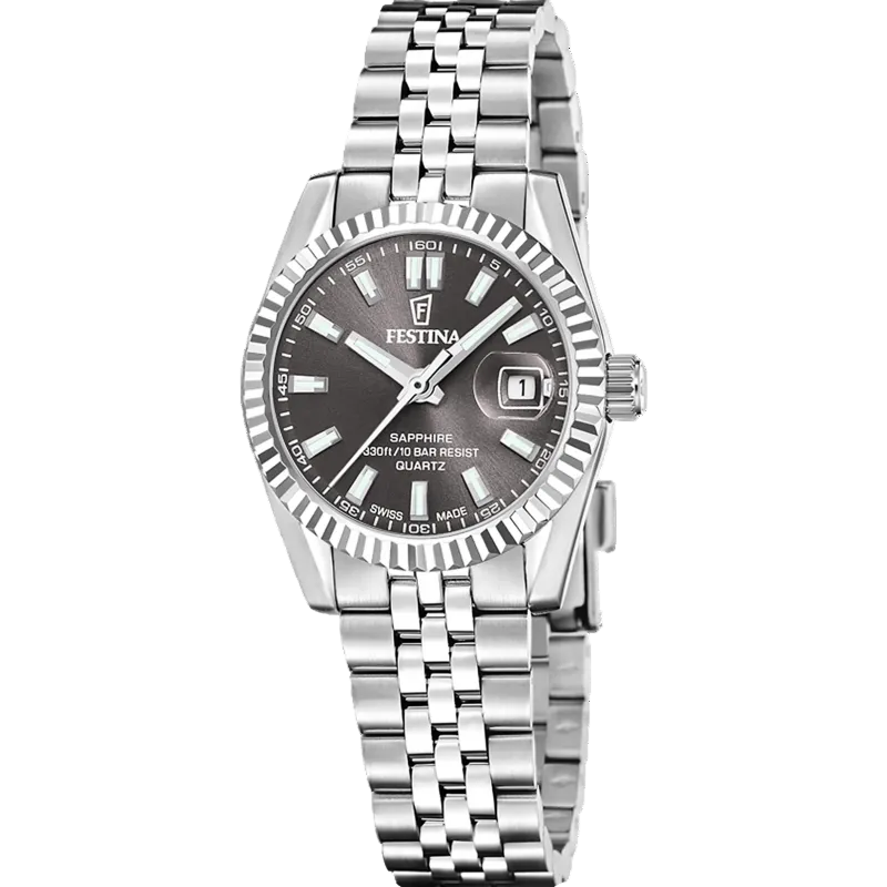 Festina Swiss Made Classic Black Dial Stainless Steel Women’s Watch F20087/6