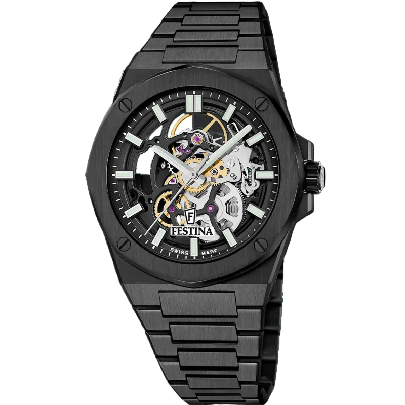 Festina Swiss Made Automatic Black Dial Stainless Steel Men's Watch F22014/1