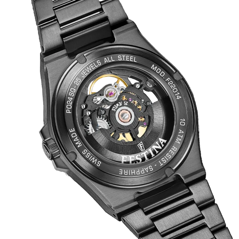 Festina Swiss Made Automatic Black Dial Stainless Steel Men's Watch F22014/1