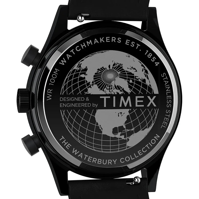 Timex Waterbury Traditional Black Leather Strap Watch TW2W48000