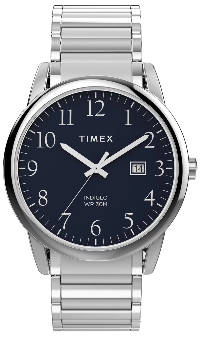 Timex Easy Reader 40mm Navy Dial Silver Watch TW2W52200