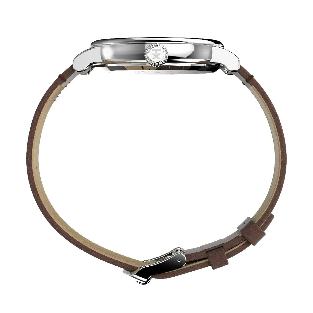 Timex Peanuts Love Brown Leather Strap Watch TW2W53900