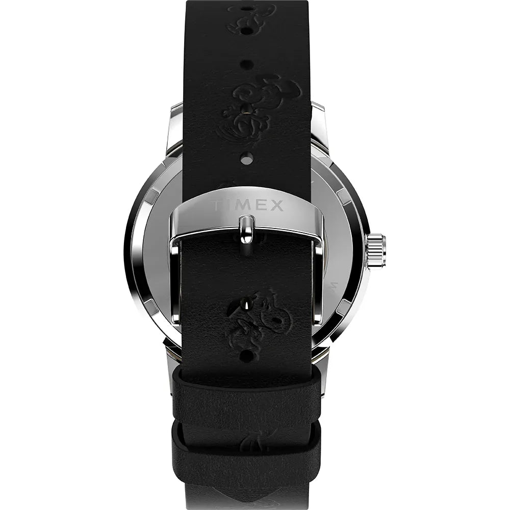 Timex Peanuts Sketch Black Leather Strap Watch TW2W54000