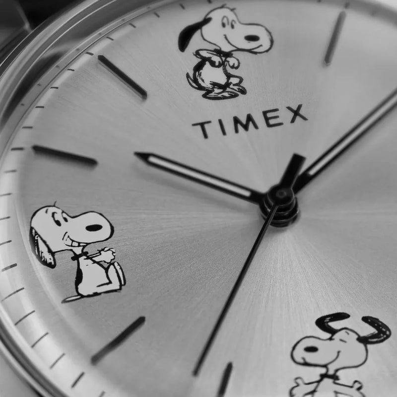 Timex Peanuts Sketch Black Leather Strap Watch TW2W54000