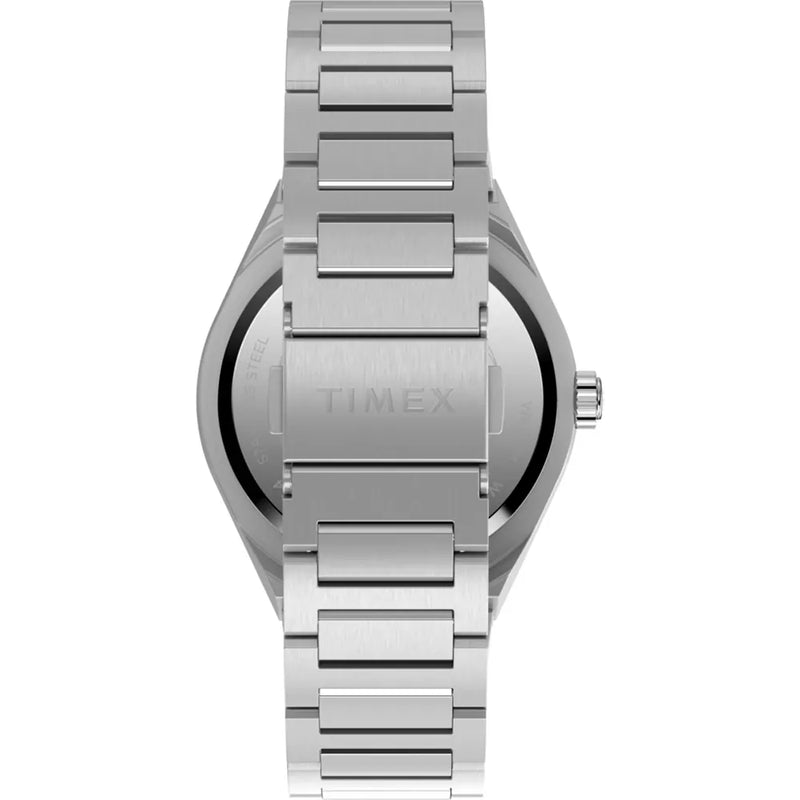 Timex Continental GMT Watch with a stainless steel case and metal bracelet, featuring a durable 39mm design and Timex movement.