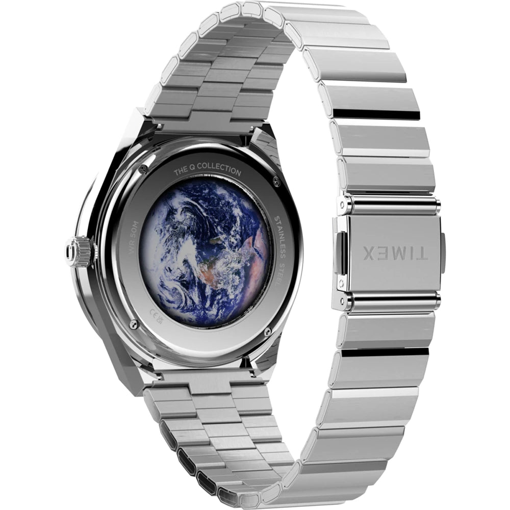 Timex Q Nasa Day-Date Moonphase Black Dial Stainless Steel Watch TW2Y56700