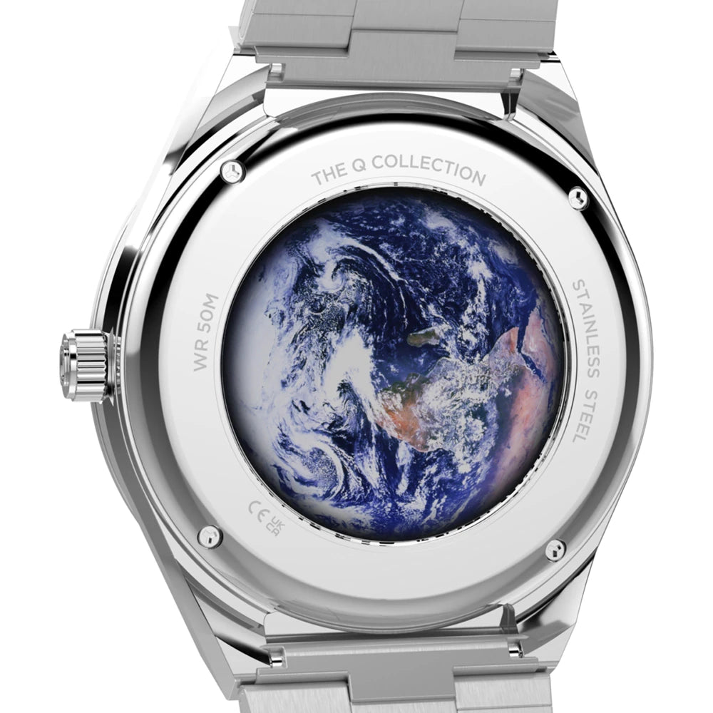 Timex Q Nasa Day-Date Moonphase Black Dial Stainless Steel Watch TW2Y56700