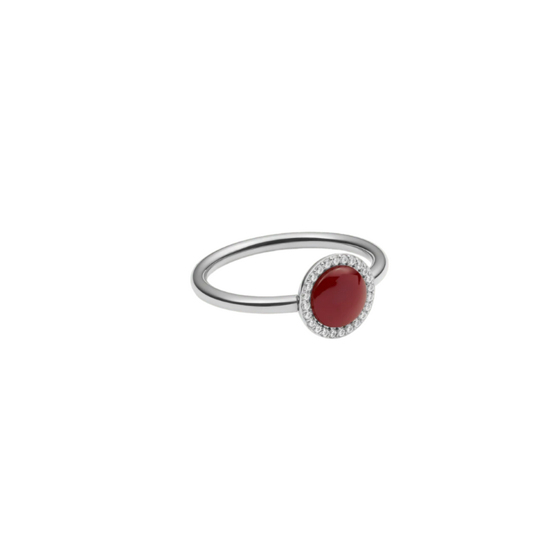 Daniel Wellington Audrey Red Agathe Silver Ring