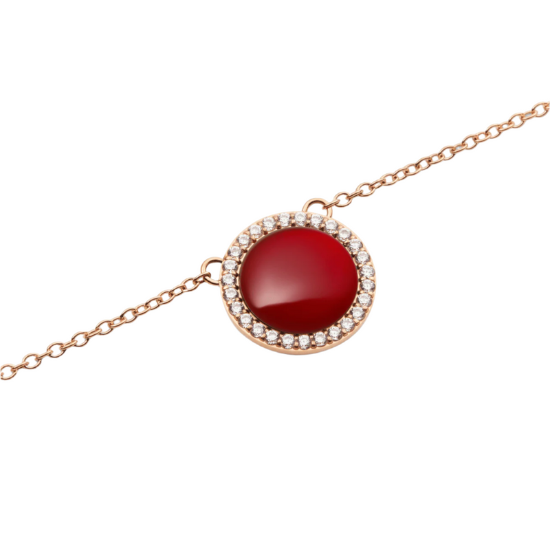Daniel Wellington Audrey Red Agathe Rose Gold Necklace DW00401446