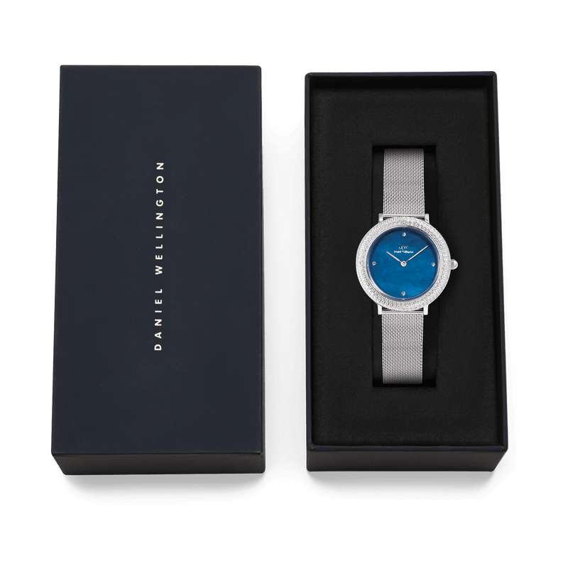 Daniel Wellington Crystalline Bezel Sterling Blue Dial Watch DW00100825