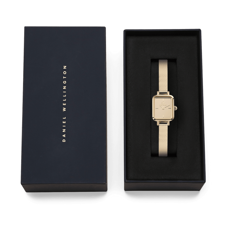 Daniel Wellington Quadro Mini Mirror Reflection Gold Dial Watch DW00100801