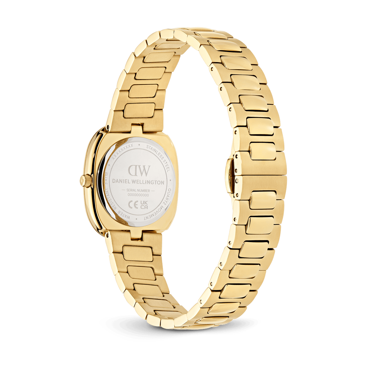 Daniel Wellington Cort H-Link White Gold DW00100985 men's watch with white sunray dial and gold link strap