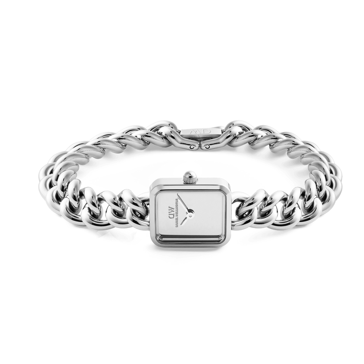 Daniel Wellington Jolie Chain Reflection Silver DW00100972 women's watch with silver mirror dial and silver link strap