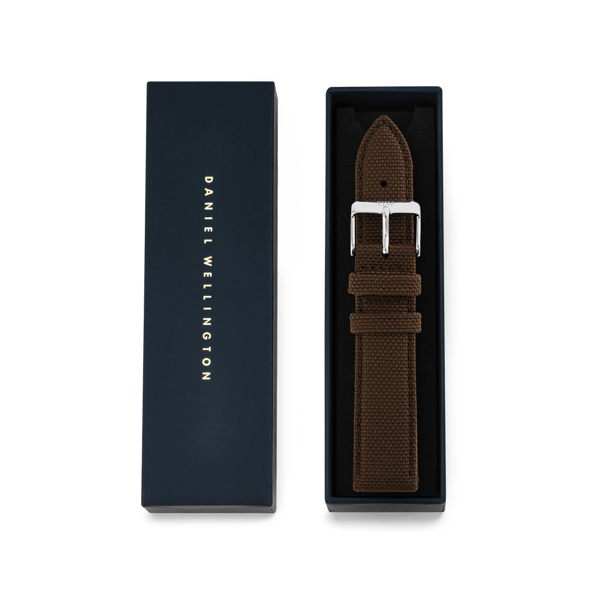 Daniel Wellington Brown Canvas Strap Silver nylon canvas watch strap with recycled stainless steel pin buckle