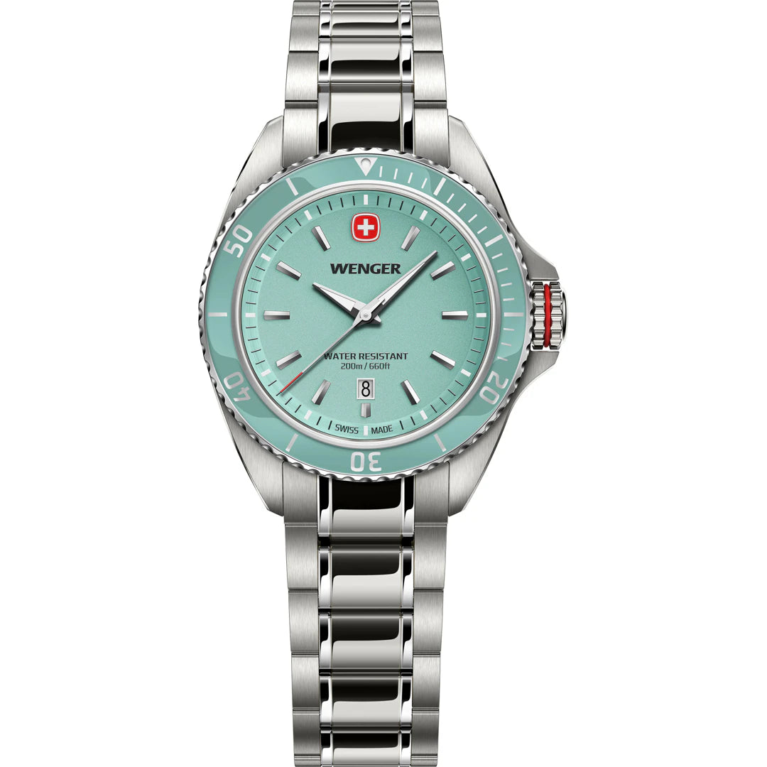 Wenger Executive 34mm Turqoise Dial Stainless Steel 200M Women's Watch 01.2021.103