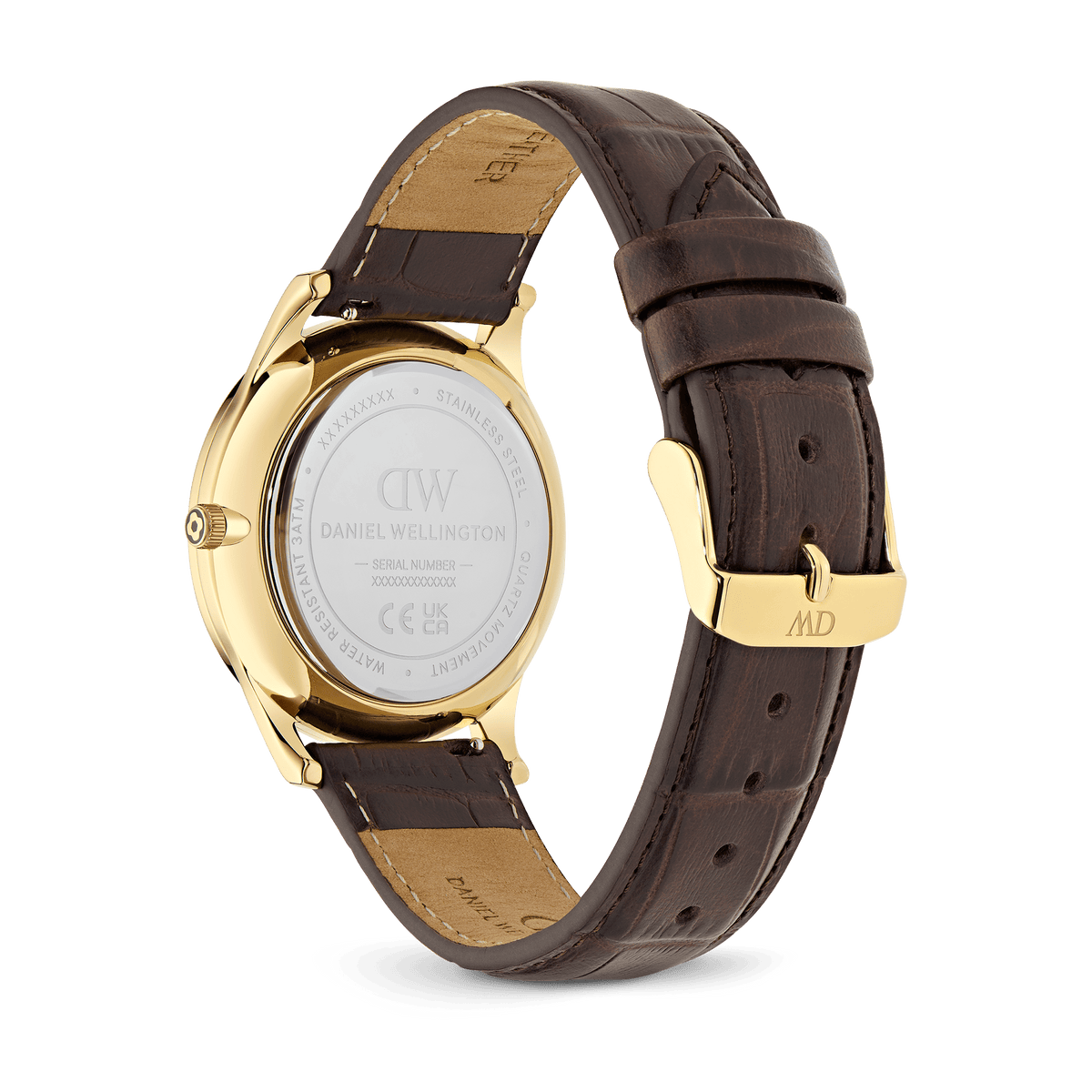 Daniel Wellington Pathfinder GMT Brown-Croc Green Gold DW00100974 men's watch with green sunray dial and brown leather strap