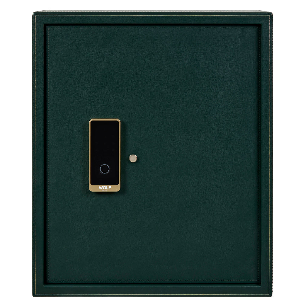 Wolf The Den 8 Piece Watch Winder Safe Green 430841 front door with biometric lock