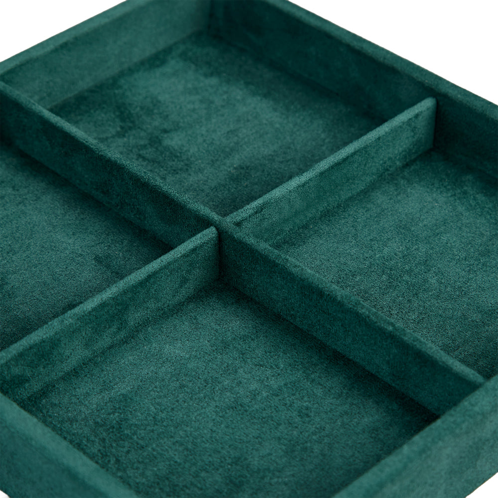 Wolf The Den 8 Piece Watch Winder Safe Green 430841 four-compartment insert detail