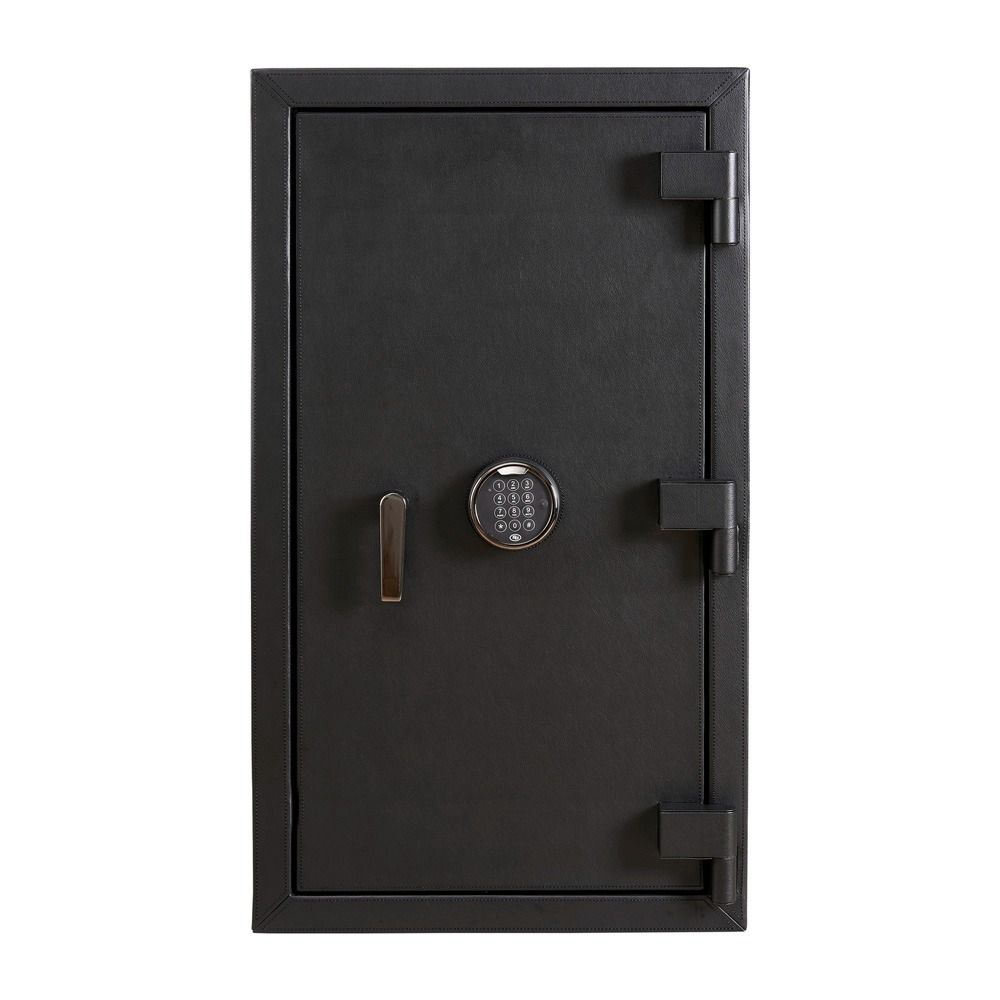 WOLF Athos 12 Piece Watch Winder Safe in Black, front view with the door closed