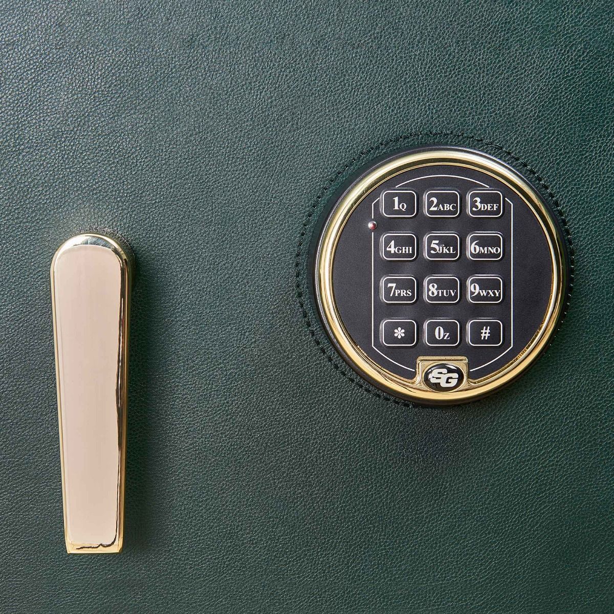 WOLF Athos 12 Piece Watch Winder Safe in Green, door handle and digital keypad