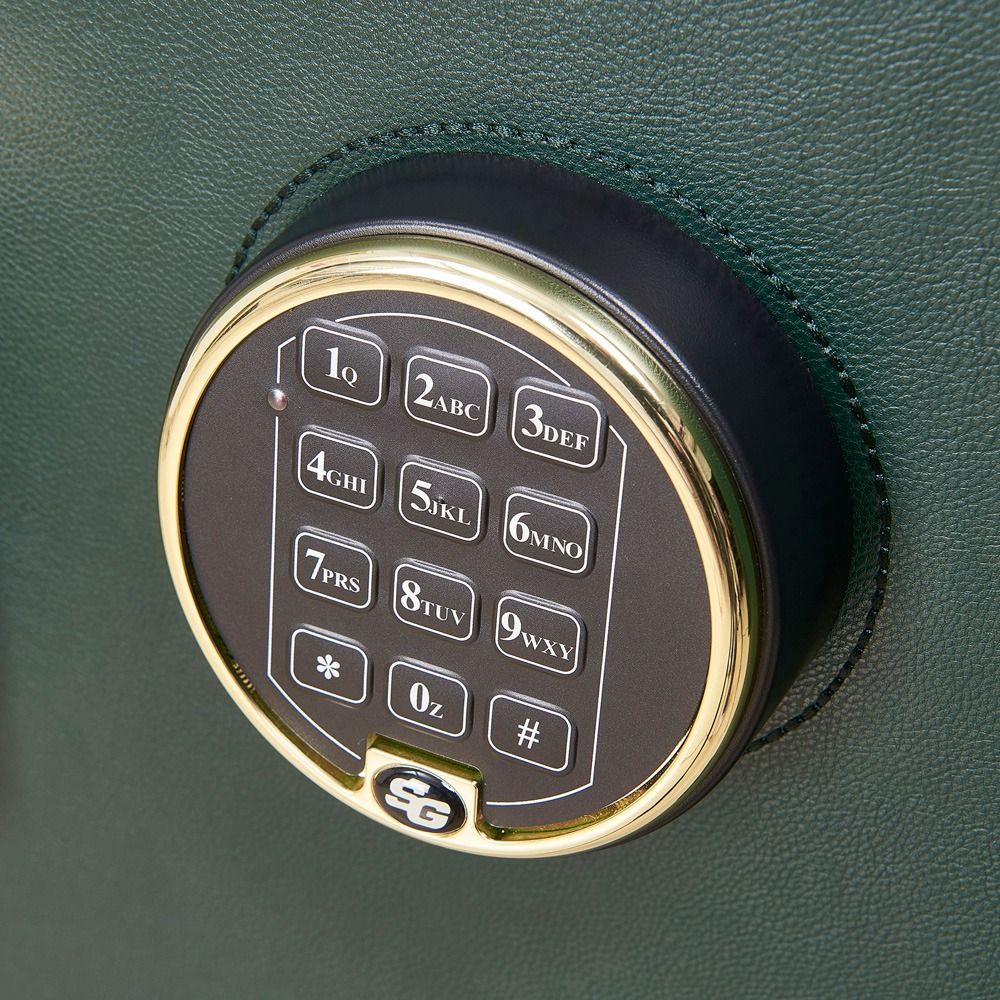 WOLF Athos 16 Piece Watch Winder Safe in Green, close-up of the digital keypad