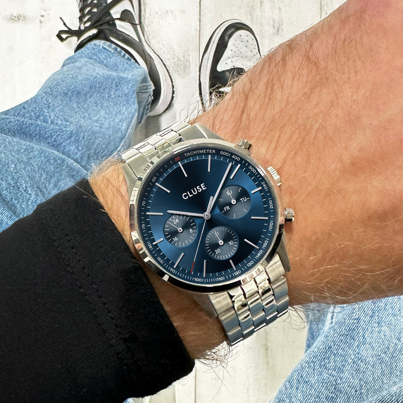 CLUSE Antheor Multifunction Blue Dial Silver Stainless Steel Link Watch CW21003