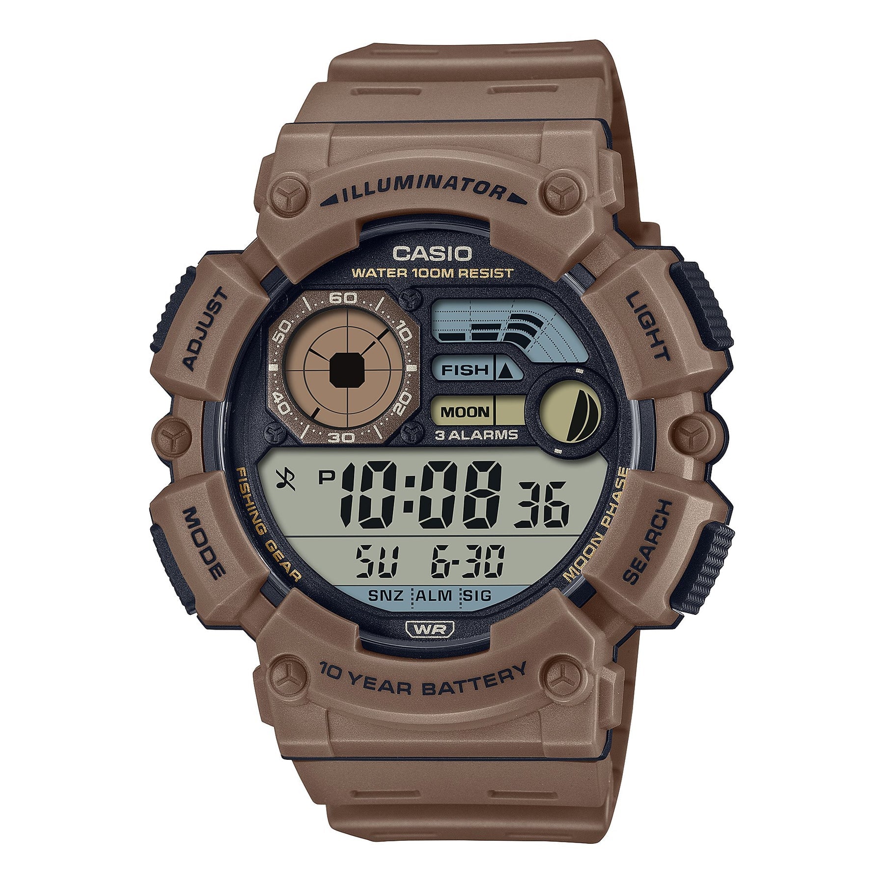 Casio Digital Grey Dial Brown Resin Band Watch WS1500H-5A