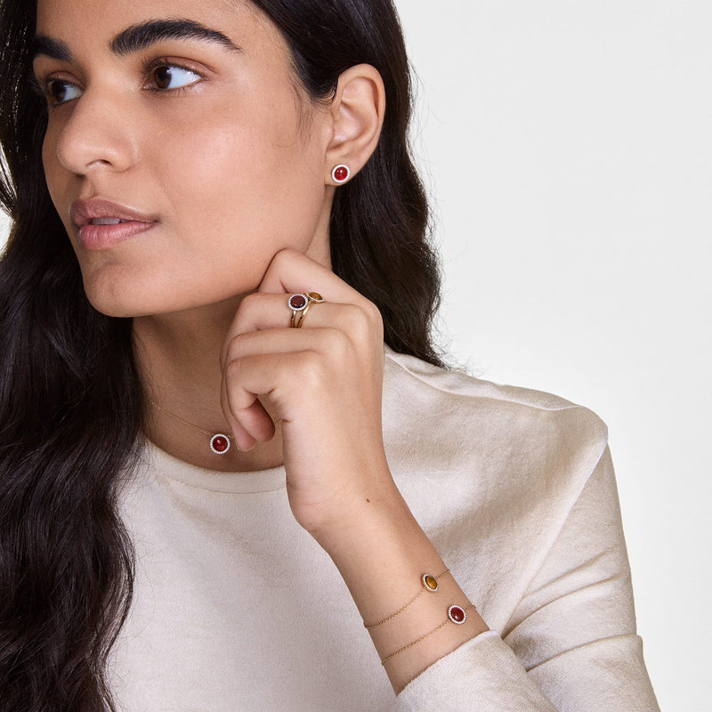 Daniel Wellington Audrey Red Agathe Rose Gold Necklace DW00401446