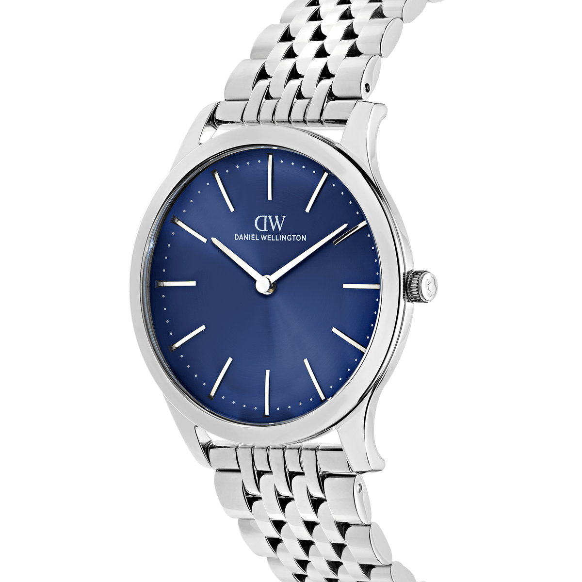 Daniel Wellington Pathfinder 7-Link Arctic Silver DW00100983 men's watch with blue sunray dial and silver link strap