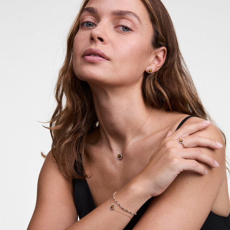 Daniel Wellington Audrey Earrings Tiger Eye Silver DW00401421