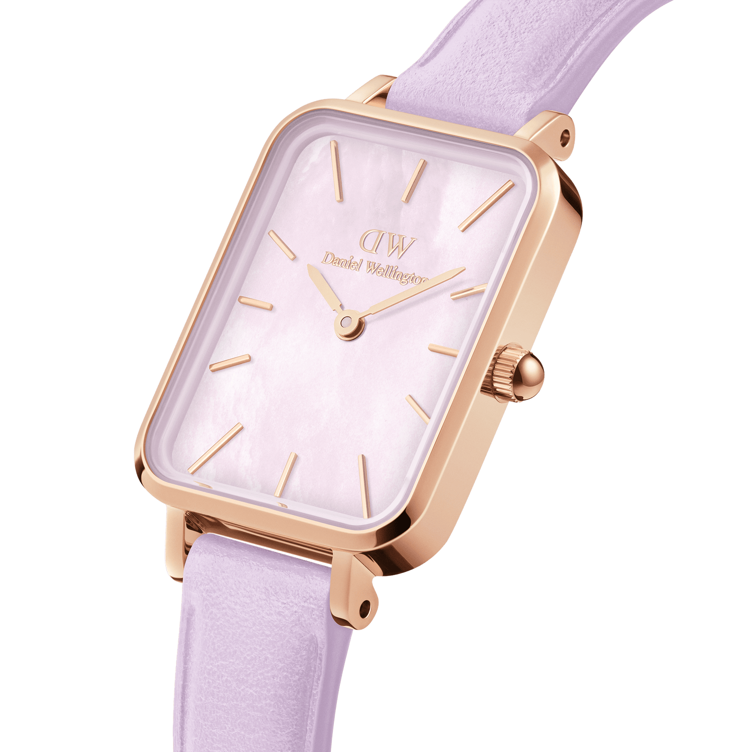 Daniel Wellington Quadro Purple Leather 20x26mm Purple Mother of Pearl Dial Watch DW00100637