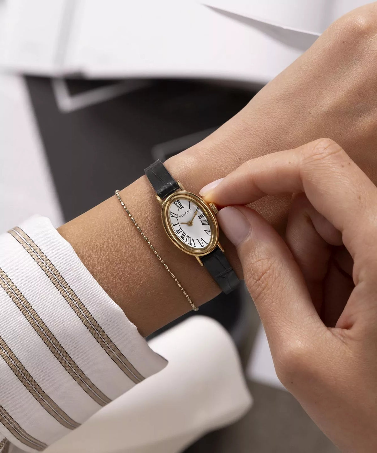 Timex Cavatina Gold Case with Black Leather Band Women s Watch TW2W783 Watch Direct
